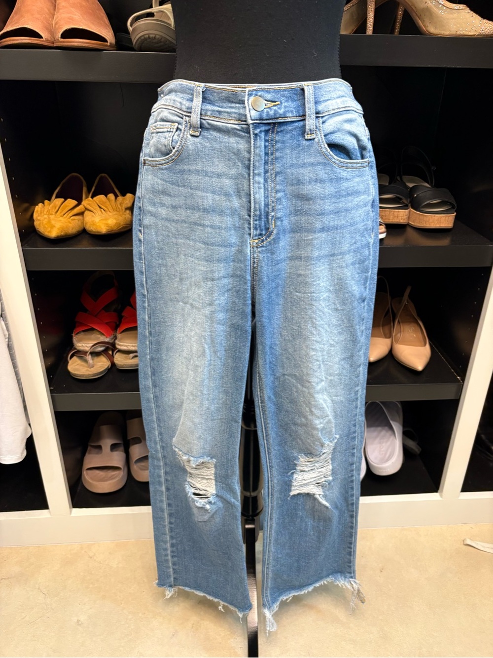 Altar'd State Light Blue Distressed Cropped Jeans - Picture 2 of 12